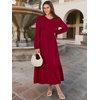 image:imageANRABESS Womens Long Sleeve Crewneck Tiered A Line Midi Dress  Soft Lightweight Breathable Loose Flowy Dress with Slit Pockets Fall Casual Outfit for Work Beach TravelBurgundy