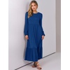 image:imageANRABESS Womens Long Sleeve Crewneck Tiered A Line Midi Dress  Soft Lightweight Breathable Loose Flowy Dress with Slit Pockets Fall Casual Outfit for Work Beach TravelBlue