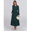 image:imageANRABESS Womens Long Sleeve Crewneck Tiered A Line Midi Dress  Soft Lightweight Breathable Loose Flowy Dress with Slit Pockets Fall Casual Outfit for Work Beach TravelDark Green