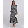 image:imageANRABESS Womens Long Sleeve Crewneck Tiered A Line Midi Dress  Soft Lightweight Breathable Loose Flowy Dress with Slit Pockets Fall Casual Outfit for Work Beach TravelFloral Black