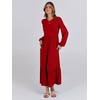 image:imageANRABESS Womens Long Sleeve Crewneck Tiered A Line Midi Dress  Soft Lightweight Breathable Loose Flowy Dress with Slit Pockets Fall Casual Outfit for Work Beach TravelRed