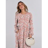 image:imageANRABESS Womens Long Sleeve Crewneck Tiered A Line Midi Dress  Soft Lightweight Breathable Loose Flowy Dress with Slit Pockets Fall Casual Outfit for Work Beach TravelFloral Pink