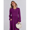 image:imageANRABESS Womens Long Sleeve Crewneck Tiered A Line Midi Dress  Soft Lightweight Breathable Loose Flowy Dress with Slit Pockets Fall Casual Outfit for Work Beach TravelPurple