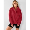 image:imageANRABESS Womens Long Sleeve Henley Oversized Hoodie  Lightweight Fleece Sweatshirt  Loose Fit Button Pullover Tops Soft Casual for Daily School Office Fall amp SpringRed