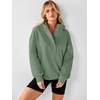 image:imageANRABESS Womens Long Sleeve Henley Oversized Hoodie  Lightweight Fleece Sweatshirt  Loose Fit Button Pullover Tops Soft Casual for Daily School Office Fall amp SpringGreen