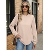 image:imageANRABESS Womens Long Sleeve Henley Oversized Sweatshirts  Button Slit Hem Tunic Tops Soft Loose Fit Pullover School Work Office Outfits Lounge Casual Fall Winter ClothesBeige Camel