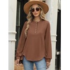 image:imageANRABESS Womens Long Sleeve Henley Oversized Sweatshirts  Button Slit Hem Tunic Tops Soft Loose Fit Pullover School Work Office Outfits Lounge Casual Fall Winter ClothesCaramel