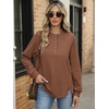 image:imageANRABESS Womens Long Sleeve Henley Oversized Sweatshirts  Button Slit Hem Tunic Tops Soft Loose Fit Pullover School Work Office Outfits Lounge Casual Fall Winter ClothesCaramel