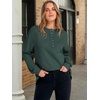 image:imageANRABESS Womens Long Sleeve Henley Oversized Sweatshirts  Button Slit Hem Tunic Tops Soft Loose Fit Pullover School Work Office Outfits Lounge Casual Fall Winter ClothesDark Green