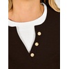 image:imageANRABESS Womens Long Sleeve Lightweight Pullover Sweaters  2 in 1 Fake Layer Crew Neck Soft Skin Friendly Button Sweater Tops Business Casual Office Daily Knit Outfit for Fall WinterCoffee