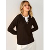 image:imageANRABESS Womens Long Sleeve Lightweight Pullover Sweaters  2 in 1 Fake Layer Crew Neck Soft Skin Friendly Button Sweater Tops Business Casual Office Daily Knit Outfit for Fall WinterCoffee