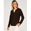 image:imageANRABESS Womens Long Sleeve Lightweight Pullover Sweaters  2 in 1 Fake Layer Crew Neck Soft Skin Friendly Button Sweater Tops Business Casual Office Daily Knit Outfit for Fall WinterCoffee