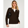 image:imageANRABESS Womens Long Sleeve Lightweight Pullover Sweaters  2 in 1 Fake Layer Crew Neck Soft Skin Friendly Button Sweater Tops Business Casual Office Daily Knit Outfit for Fall WinterCoffee