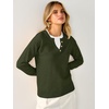 image:imageANRABESS Womens Long Sleeve Lightweight Pullover Sweaters  2 in 1 Fake Layer Crew Neck Soft Skin Friendly Button Sweater Tops Business Casual Office Daily Knit Outfit for Fall WinterArmy Green