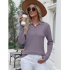 image:imageANRABESS Womens Long Sleeve Polo Sweaters Knit Button Shirt Lightweight Dressy Casual Basic Pullover Tops 2026 Fall FashionNutmeg