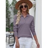image:imageANRABESS Womens Long Sleeve Polo Sweaters Knit Button Shirt Lightweight Dressy Casual Basic Pullover Tops 2026 Fall FashionNutmeg