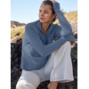 image:imageANRABESS Womens Long Sleeve Quarter Zip Sweater  V Neck Collared Thumb HolesSoft Ribbed Knit Pullover Topwith LeggingsWork Business CasualTravelFall Spring TransitionBlue