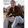 image:imageANRABESS Womens Long Sleeve Quarter Zip Sweater  V Neck Collared Thumb HolesSoft Ribbed Knit Pullover Topwith LeggingsWork Business CasualTravelFall Spring TransitionCoffee