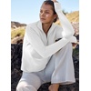 image:imageANRABESS Womens Long Sleeve Quarter Zip Sweater  V Neck Collared Thumb HolesSoft Ribbed Knit Pullover Topwith LeggingsWork Business CasualTravelFall Spring TransitionWhite