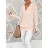image:imageANRABESS Womens Long Sleeve Quarter Zip Sweater  V Neck Collared Thumb HolesSoft Ribbed Knit Pullover Topwith LeggingsWork Business CasualTravelFall Spring TransitionAlmond