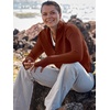 image:imageANRABESS Womens Long Sleeve Quarter Zip Sweater  V Neck Collared Thumb HolesSoft Ribbed Knit Pullover Topwith LeggingsWork Business CasualTravelFall Spring TransitionRust