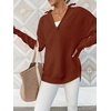 image:imageANRABESS Womens Long Sleeve Quarter Zip Sweater  V Neck Collared Thumb HolesSoft Ribbed Knit Pullover Topwith LeggingsWork Business CasualTravelFall Spring TransitionRust