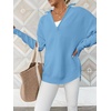 image:imageANRABESS Womens Long Sleeve Quarter Zip Sweater  V Neck Collared Thumb HolesSoft Ribbed Knit Pullover Topwith LeggingsWork Business CasualTravelFall Spring TransitionLight Blue