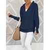 image:imageANRABESS Womens Long Sleeve Quarter Zip Sweater  V Neck Collared Thumb HolesSoft Ribbed Knit Pullover Topwith LeggingsWork Business CasualTravelFall Spring TransitionDark Blue