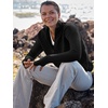image:imageANRABESS Womens Long Sleeve Quarter Zip Sweater  V Neck Collared Thumb HolesSoft Ribbed Knit Pullover Topwith LeggingsWork Business CasualTravelFall Spring TransitionBlack