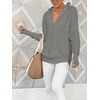 image:imageANRABESS Womens Long Sleeve Quarter Zip Sweater  V Neck Collared Thumb HolesSoft Ribbed Knit Pullover Topwith LeggingsWork Business CasualTravelFall Spring TransitionArmy Green
