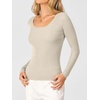 image:imageANRABESS Womens Long Sleeve Scalloped Scoop Neck Sweater  Soft Comfy Ribbed Knit TopCute Slim Fitted ShirtsWorkampEveryday WearWarm Layering ClothingFall Spring Casual OutfitsBeige