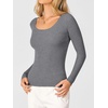 image:imageANRABESS Womens Long Sleeve Scalloped Scoop Neck Sweater  Soft Comfy Ribbed Knit TopCute Slim Fitted ShirtsWorkampEveryday WearWarm Layering ClothingFall Spring Casual OutfitsDark Gray