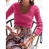 image:imageANRABESS Womens Long Sleeve Scalloped Scoop Neck Sweater  Soft Comfy Ribbed Knit TopCute Slim Fitted ShirtsWorkampEveryday WearWarm Layering ClothingFall Spring Casual OutfitsHot Pink