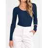 image:imageANRABESS Womens Long Sleeve Scalloped Scoop Neck Sweater  Soft Comfy Ribbed Knit TopCute Slim Fitted ShirtsWorkampEveryday WearWarm Layering ClothingFall Spring Casual OutfitsNavy Blue