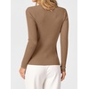 image:imageANRABESS Womens Long Sleeve Scalloped Scoop Neck Sweater  Soft Comfy Ribbed Knit TopCute Slim Fitted ShirtsWorkampEveryday WearWarm Layering ClothingFall Spring Casual OutfitsLight Camel