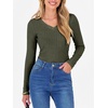 image:imageANRABESS Womens Long Sleeve Shirts V Neck Ribbed Knit Slim Fit Lightweight Sweater 2026 Fall Dressy Casual Travel Work TopsDeep Green