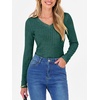 image:imageANRABESS Womens Long Sleeve Shirts V Neck Ribbed Knit Slim Fit Lightweight Sweater 2026 Fall Dressy Casual Travel Work TopsGreen