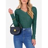 image:imageANRABESS Womens Long Sleeve Shirts V Neck Ribbed Knit Slim Fit Lightweight Sweater 2026 Fall Dressy Casual Travel Work TopsGreen