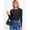 image:imageANRABESS Womens Long Sleeve Slim Fit Crewneck Lightweight Sweaters 2026 Fall Winter Basic Fitted Rib Knit Pullover TopsBlack