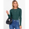 image:imageANRABESS Womens Long Sleeve Slim Fit Crewneck Lightweight Sweaters 2026 Fall Winter Basic Fitted Rib Knit Pullover TopsDark Green