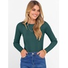image:imageANRABESS Womens Long Sleeve Slim Fit Crewneck Lightweight Sweaters 2026 Fall Winter Basic Fitted Rib Knit Pullover TopsDark Green