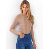 image:imageANRABESS Womens Long Sleeve Slim Fit Crewneck Lightweight Sweaters 2026 Fall Winter Basic Fitted Rib Knit Pullover TopsPeach Brown