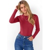 image:imageANRABESS Womens Long Sleeve Slim Fit Crewneck Lightweight Sweaters 2026 Fall Winter Basic Fitted Rib Knit Pullover TopsRed