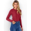 image:imageANRABESS Womens Long Sleeve Slim Fit Crewneck Lightweight Sweaters 2026 Fall Winter Basic Fitted Rib Knit Pullover TopsRed