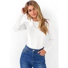 image:imageANRABESS Womens Long Sleeve Slim Fit Crewneck Lightweight Sweaters 2026 Fall Winter Basic Fitted Rib Knit Pullover TopsWhite