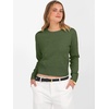 image:imageANRABESS Womens Long Sleeve Sweaters Cropped Crew Neck Business Casual Light Weight Sweater Tops Fall Fashion ClothesArmy Green