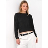 image:imageANRABESS Womens Long Sleeve Sweaters Cropped Crew Neck Business Casual Light Weight Sweater Tops Fall Fashion ClothesBlack