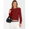 image:imageANRABESS Womens Long Sleeve Sweaters Cropped Crew Neck Business Casual Light Weight Sweater Tops Fall Fashion ClothesBrick Red