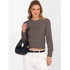 image:imageANRABESS Womens Long Sleeve Sweaters Cropped Crew Neck Business Casual Light Weight Sweater Tops Fall Fashion ClothesCoffee