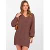 image:imageANRABESS Womens Long Sleeve V Neck Oversized Cable Knit Mini Sweater Dresses 2026 Winter Fall Trendy Pullover Tunic OutfitsBrown